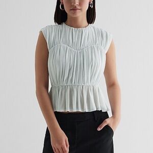 Express crew neck ruched peplum top